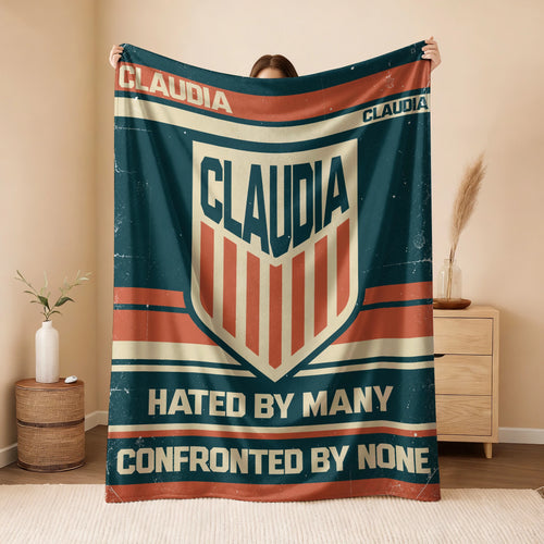 Hated By Many Confronted By None Retro Fleece Blanket CLAUDIA 13K1 BK58