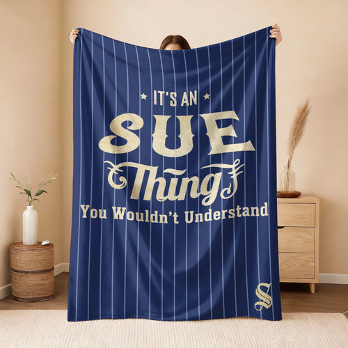 Your Name Thing Striped Blue Fleece Blanket SUE 13K1 BK23