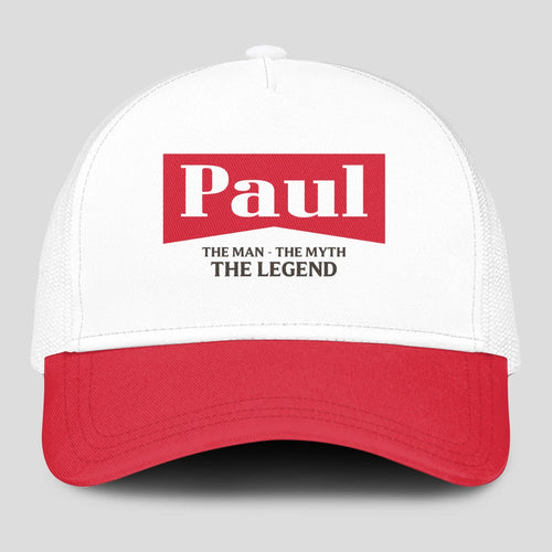 The Man The Myth The Legend Red And White Mesh Cap PAUL 13K1 C197PF