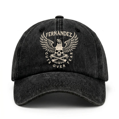 Your Name Guts Over Fear With Eagle And Skull Washed Cap FERNANDEZ 13K1 C75PF