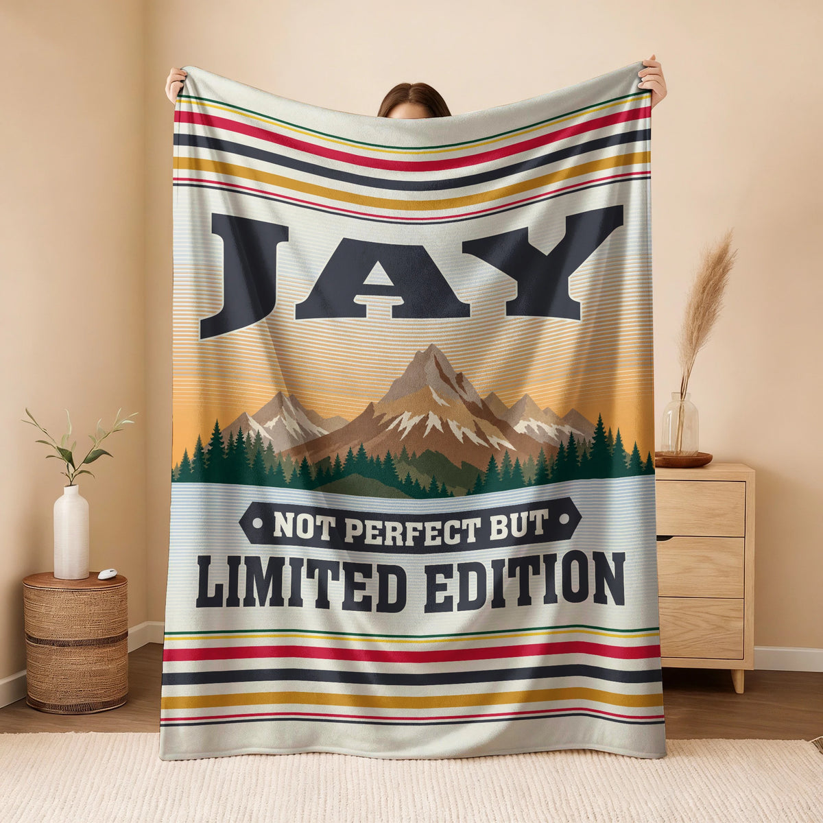 Not Perfect But Limited Edition Vintage Mountain Fleece Blanket JAY 13K1 BK45