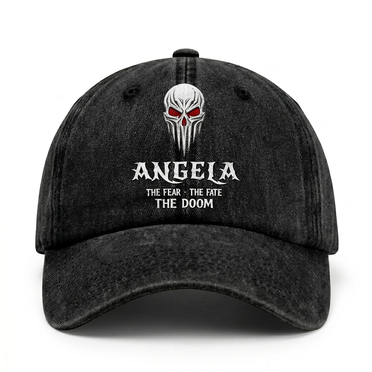 Your Name The Fear The Fate The Doom Skull Washed Cap ANGELA 13K1 C98PF