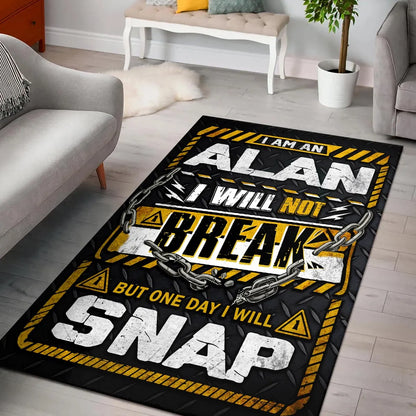 ALAN Motivational Rug – Black & Yellow Quote Carpet for Living Room 13K1-AR1