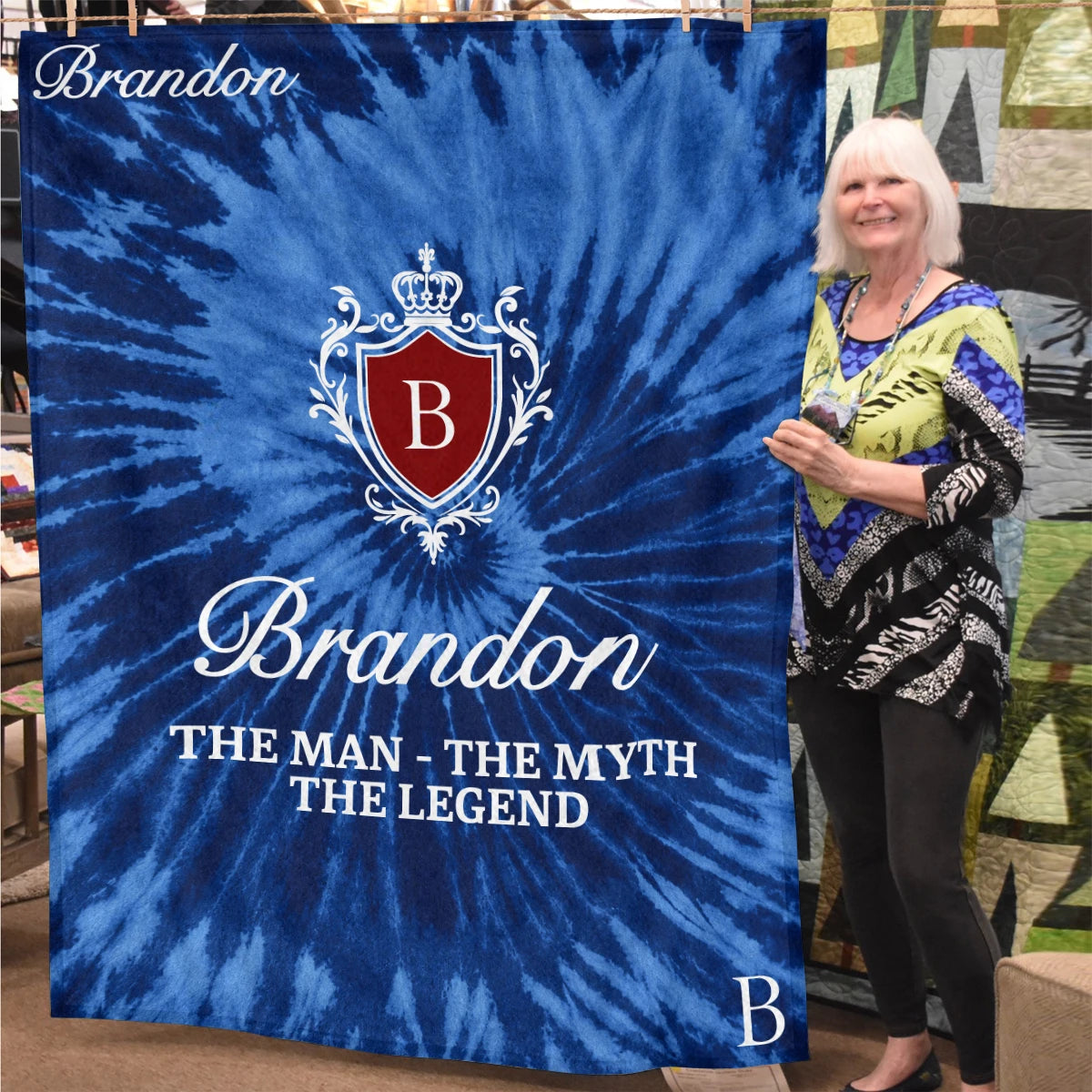 The Man The Myth The Legend Blue Waves Fleece Blanket BRANDON 13K1 BK11