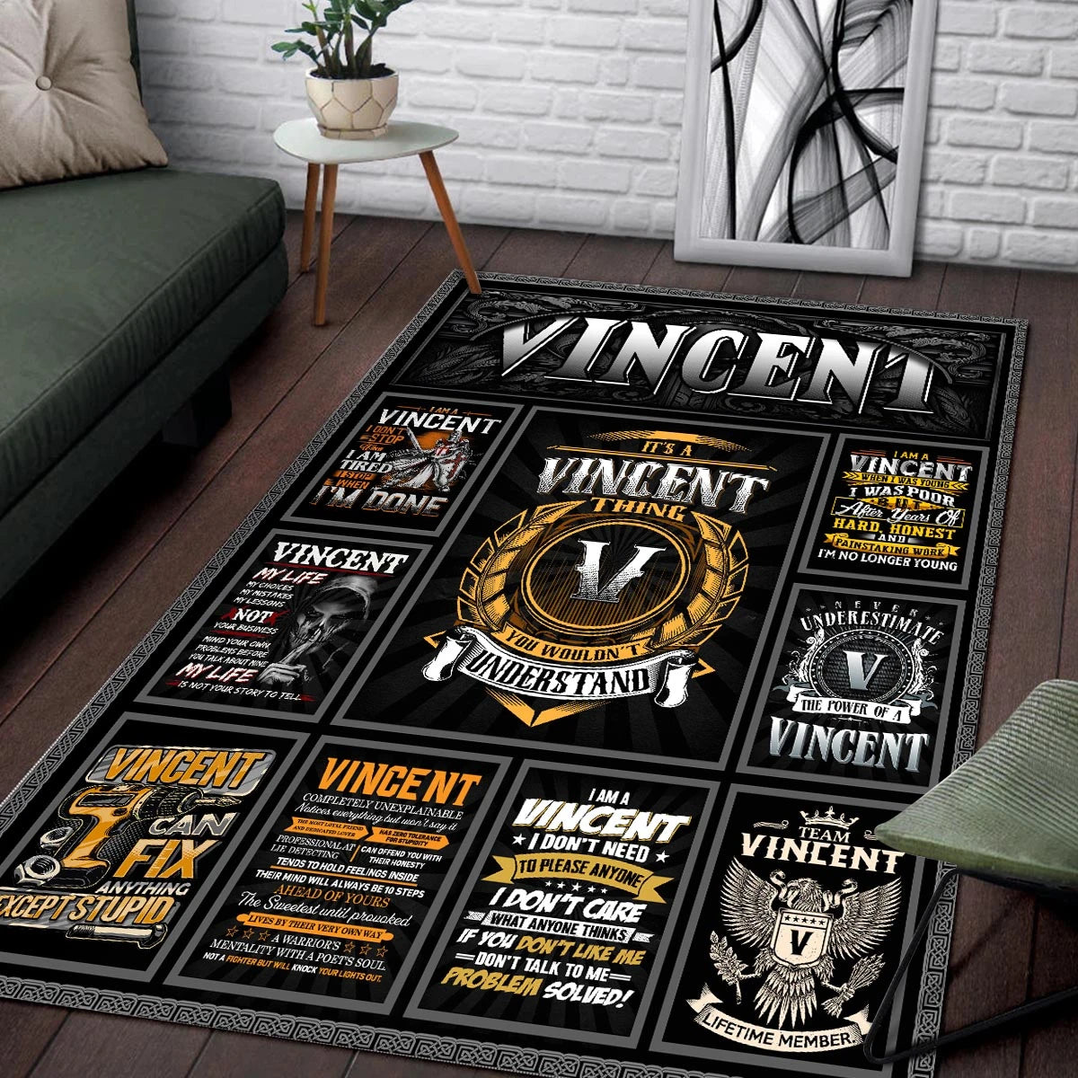 VINCENT Personalized Sponge Floor Mat – Custom Printed Home Decor 13K1-AR2