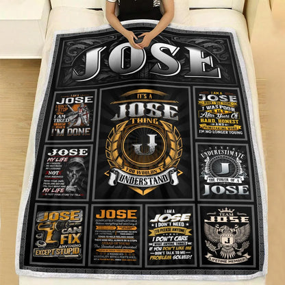 JOSE Personalized Blanket | Custom Name Cozy Throw Gift 13K1-BK2