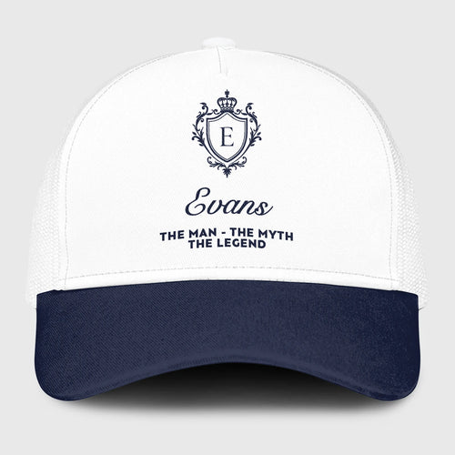 The Man The Myth The Legend Blue And White Baseball Mesh Cap EVANS 13K1 C186PF