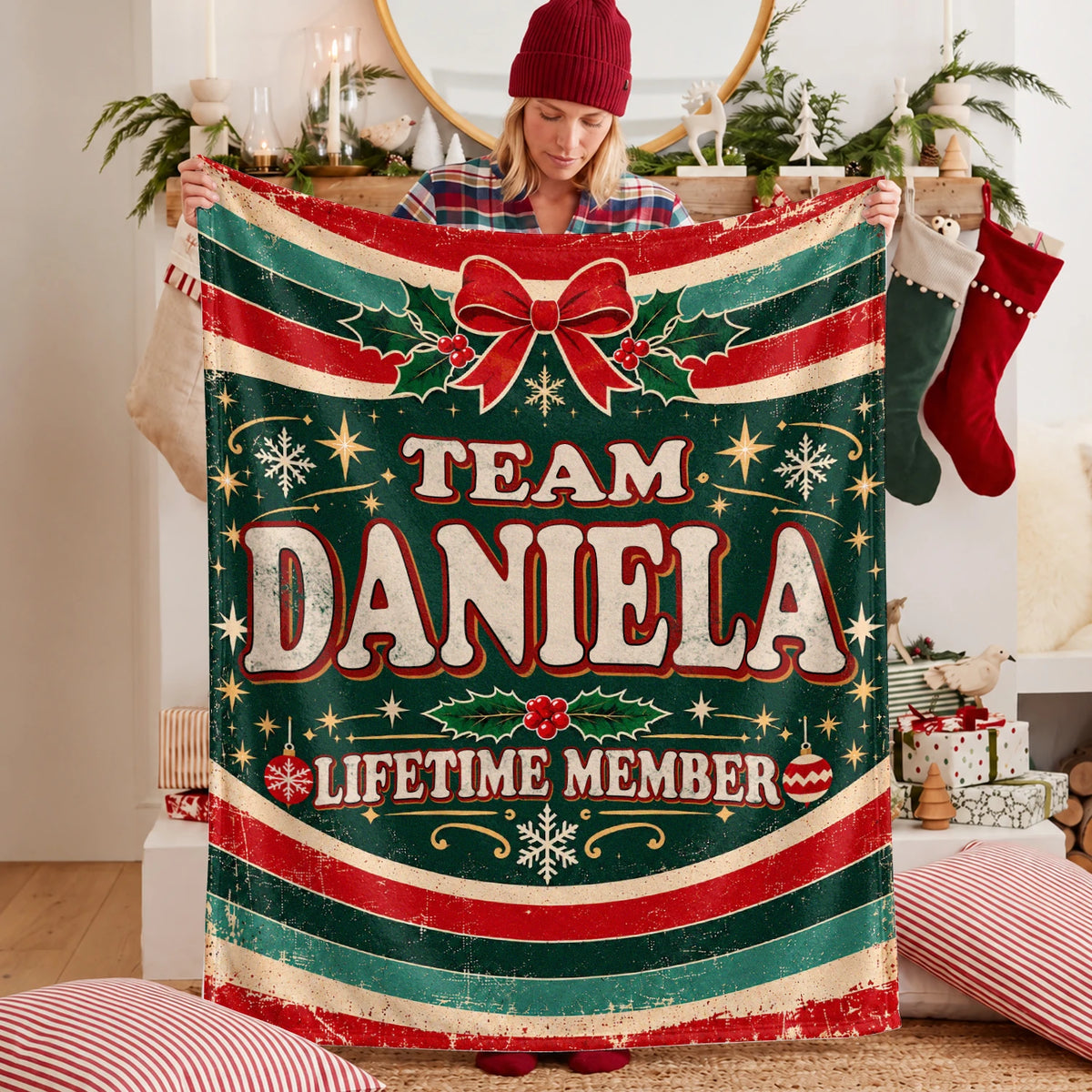 Team Your Name Lifetime Member Christmas Fleece Blanket DANIELA 13K1 BK52