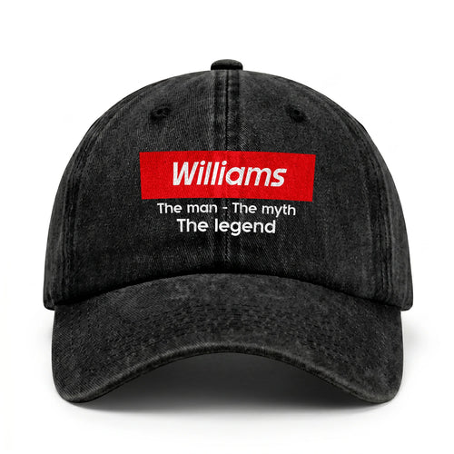 Your Name The Man The Myth The Legend Red Logo Washed Cap WILLIAMS 13K1 C130PF