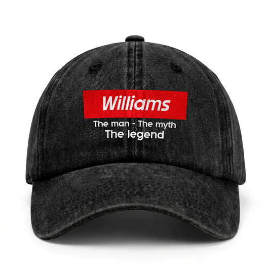 Your Name The Man The Myth The Legend Red Logo Washed Cap WILLIAMS 13K1 C130PF