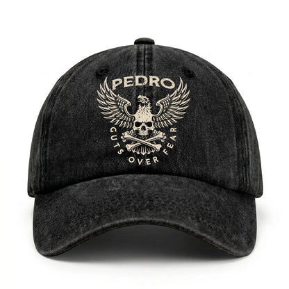 Your Name Guts Over Fear With Eagle And Skull Washed Cap PEDRO 13K1 C75PF