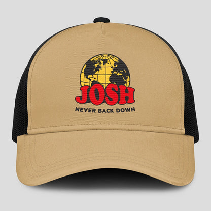 Never Back Down World Logo Khaki Mesh Cap JOSH 13K1 C212PF