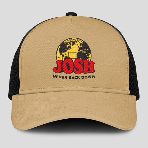 Never Back Down World Logo Khaki Mesh Cap JOSH 13K1 C212PF