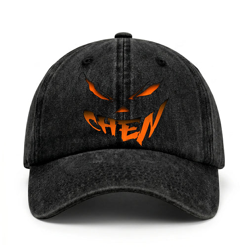 Your Name Jack O' Lantern Halloween Washed Cap CHEN 13K1 C100PF