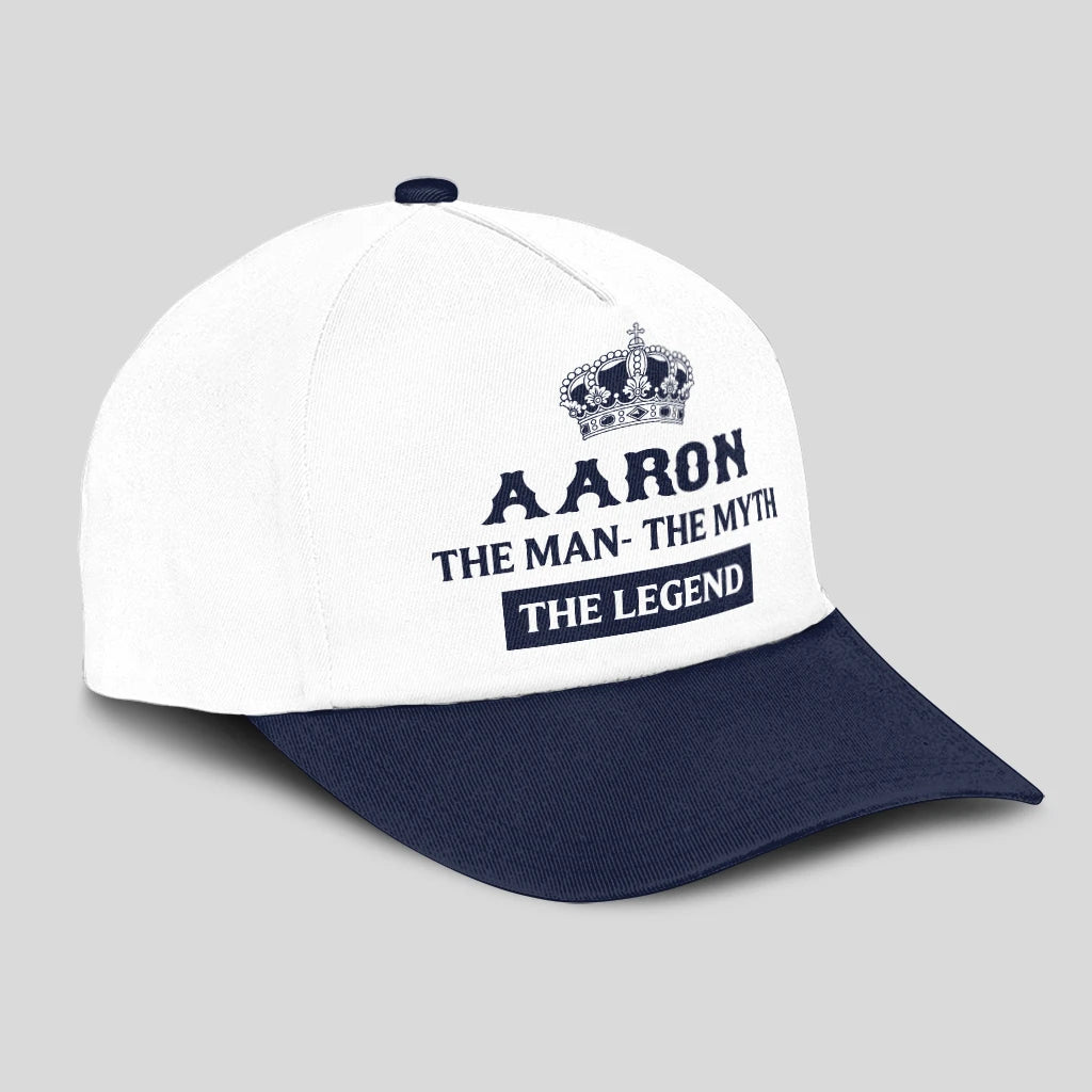 The Man The Myth The Legend King Crown Blue And White Cap AARON 13K1 C147PF