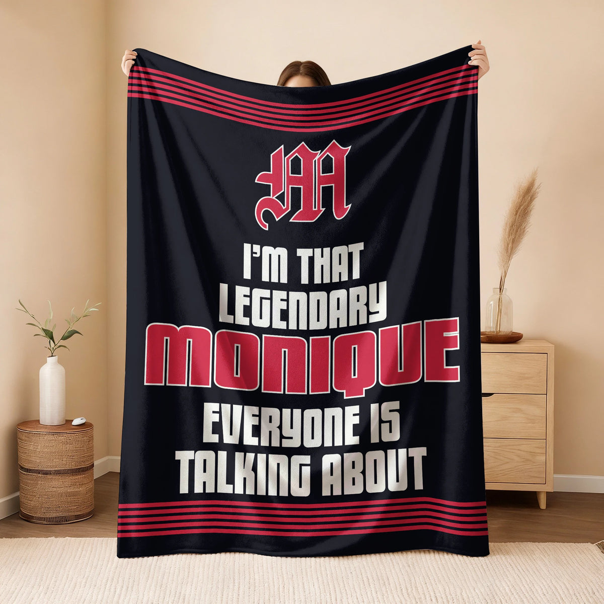 I'm That Legendary Name Dark Red Fleece Blanket MONIQUE 13K1 BK48