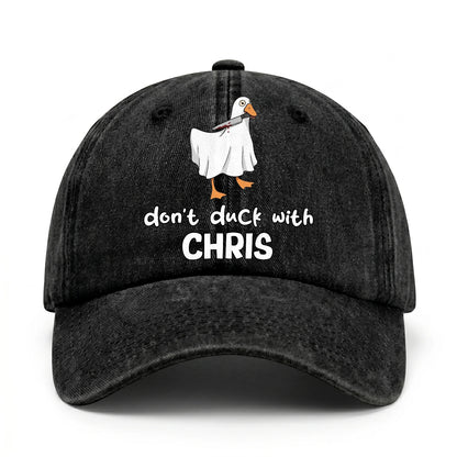 Don't Duck With Your Name Funny Washed Cap CHRIS 13K1 C129PF