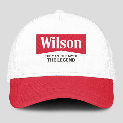 The Man The Myth The Legend Red And White Mesh Cap WILSON 13K1 C197PF