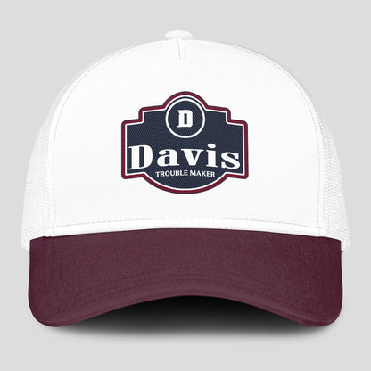Trouble Maker Burgundy And White Funny Mesh Cap DAVIS 13K1 C201PF