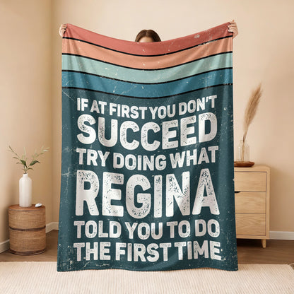 If At First You Don’t Succeed Retro Green Fleece Blanket REGINA 13K1 BK29