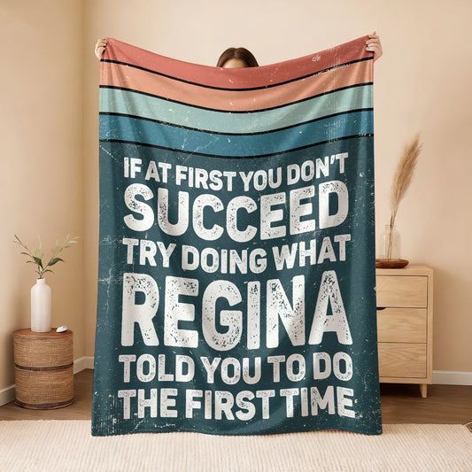 If At First You Don’t Succeed Retro Green Fleece Blanket REGINA 13K1 BK29