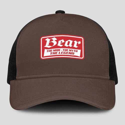 The Man The Myth The Legend Red Logo Brown Mesh Cap BEAR 13K1 C203PF