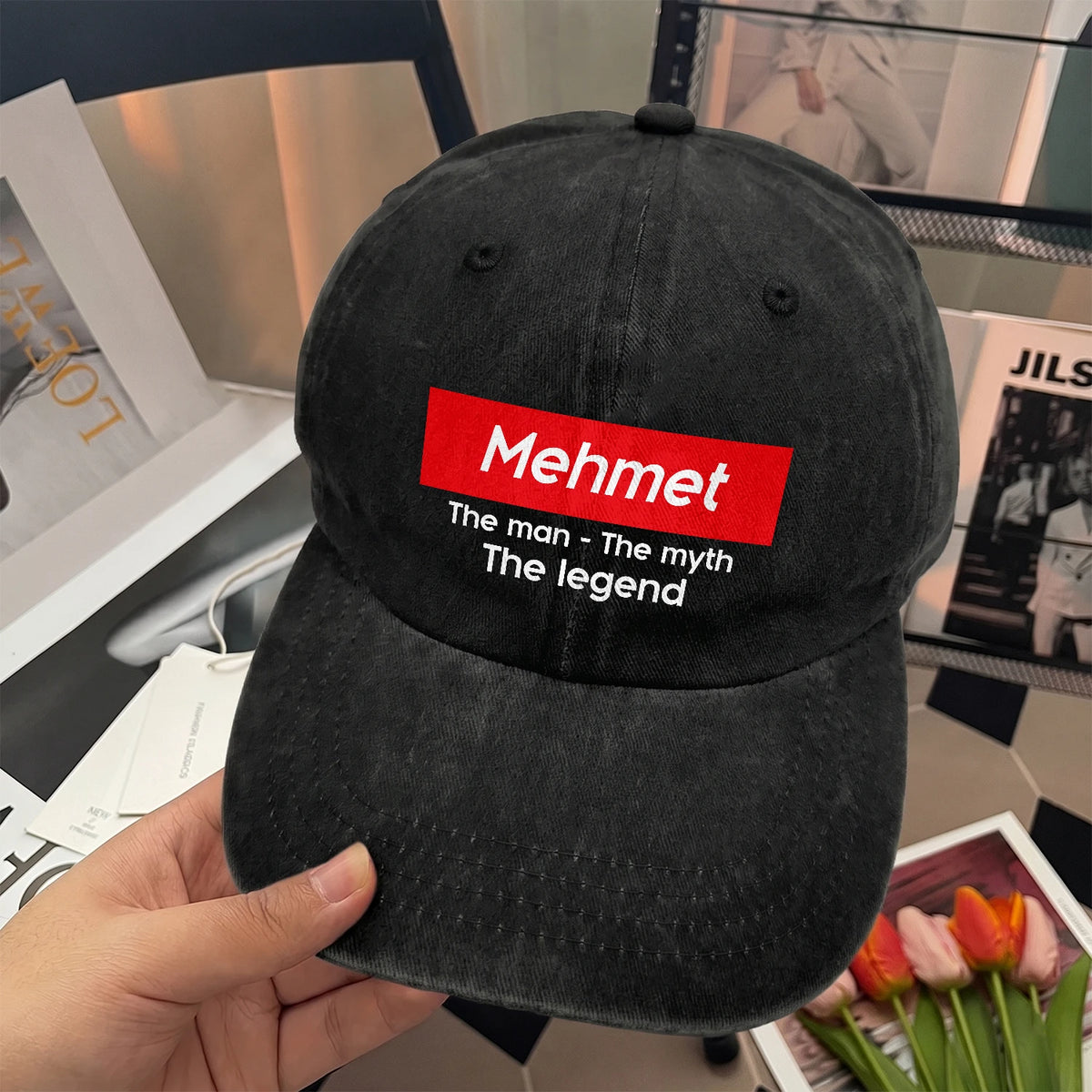Your Name The Man The Myth The Legend Red Logo Washed Cap MEHMET 13K1 C130PF