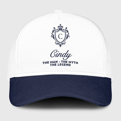 The Man The Myth The Legend Blue And White Baseball Mesh Cap CINDY 13K1 C186PF