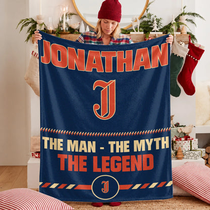 The Man The Myth The Legend Retro Fleece Blanket JONATHAN 13K1 BK53