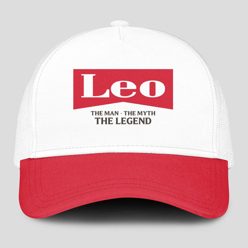 The Man The Myth The Legend Red And White Mesh Cap LEO 13K1 C197PF