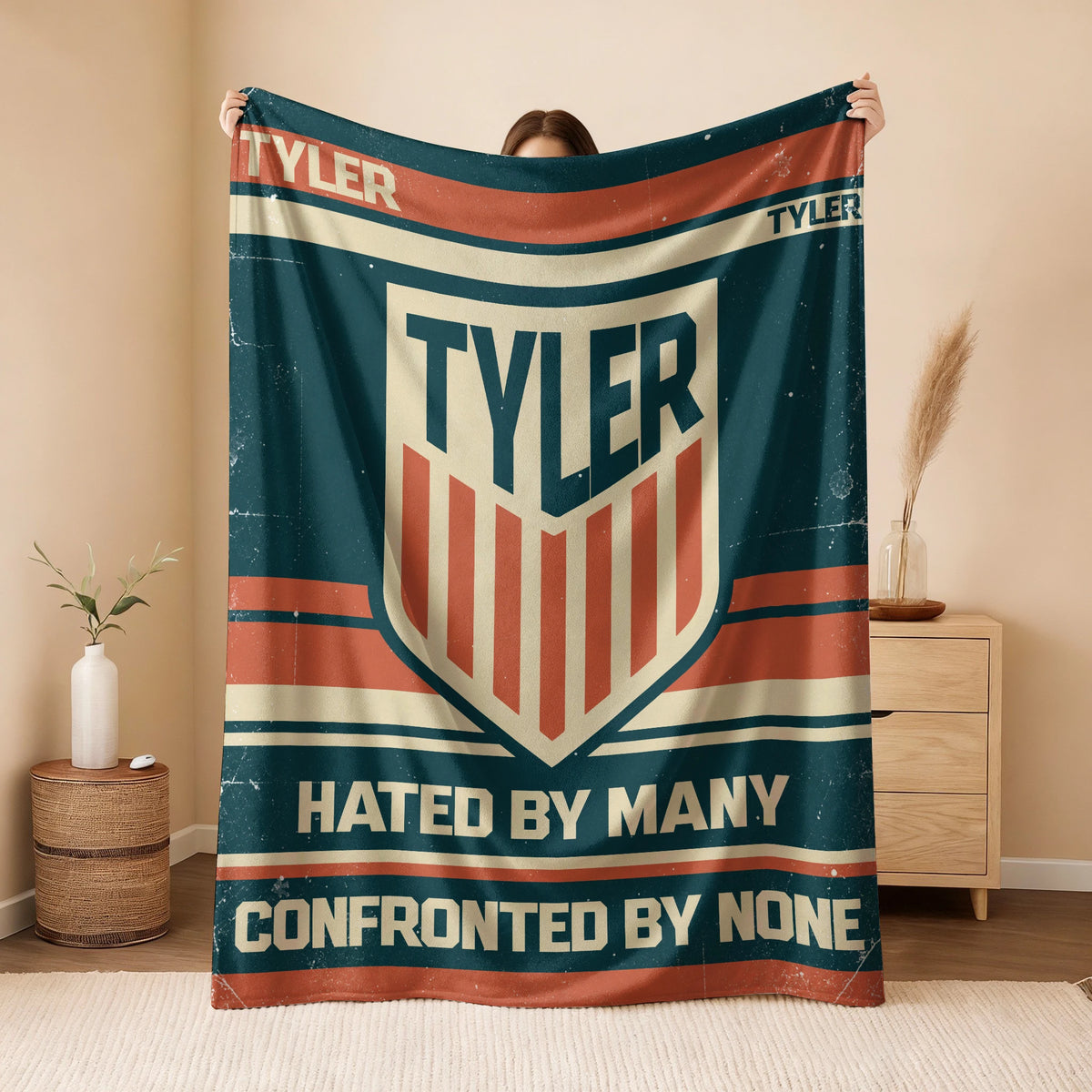 Hated By Many Confronted By None Retro Fleece Blanket TYLER 13K1 BK58