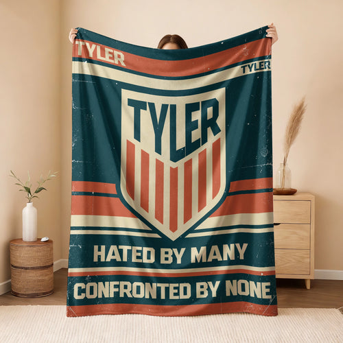 Hated By Many Confronted By None Retro Fleece Blanket TYLER 13K1 BK58