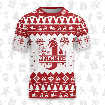 JACKIE Personalized Christmas T-Shirt Pajama Set - Holiday Gift Outfit 13K1-CR2