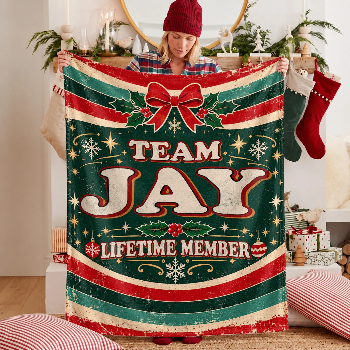 Team Your Name Lifetime Member Christmas Fleece Blanket JAY 13K1 BK52