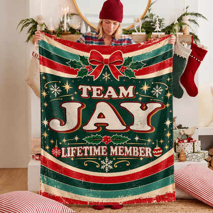 Team Your Name Lifetime Member Christmas Fleece Blanket JAY 13K1 BK52