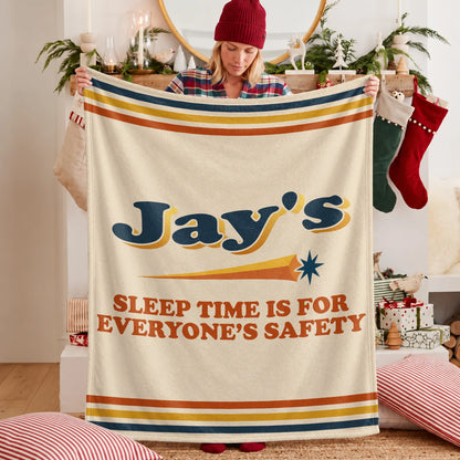 Your Name's Sleep Time Funny Retro Fleece Blanket JAY 13K1 BK67