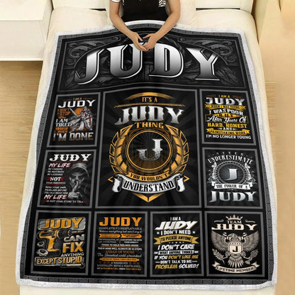 JUDY Personalized Blanket | Custom Name Cozy Throw Gift 13K1-BK2