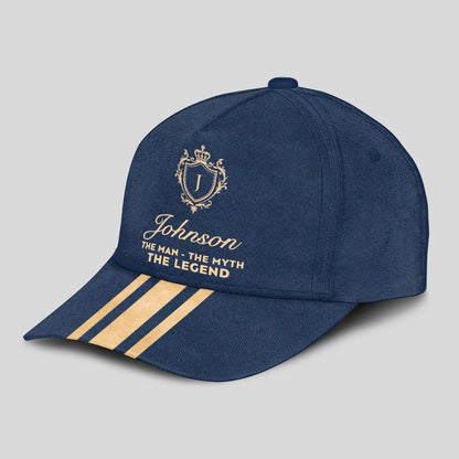 The Man The Myth The Legend Golden Stripes Royal Blue Cap JOHNSON 13K1 C137PF