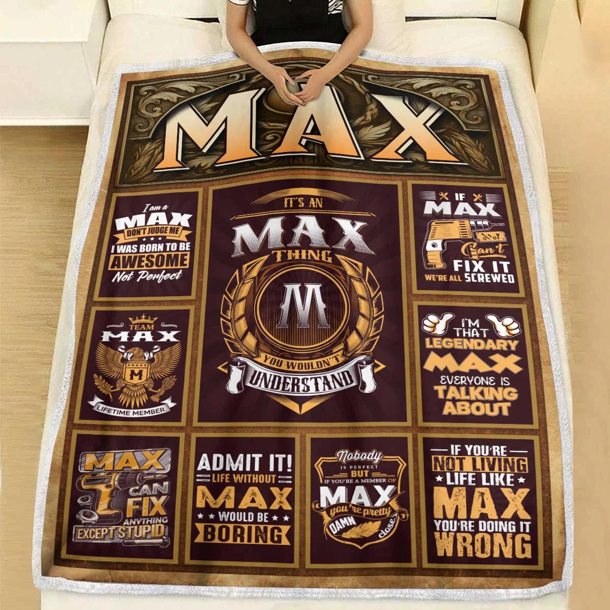 MAX Personalized Blanket | Custom Name Cozy Throw Gift 13K1-BK4