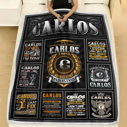 CARLOS Personalized Blanket | Custom Name Cozy Throw Gift 13K1-BK2