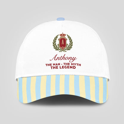 The Man The Myth The Legend Blue And Yellow Striped Beach Cap ANTHONY 13K1 C118PF