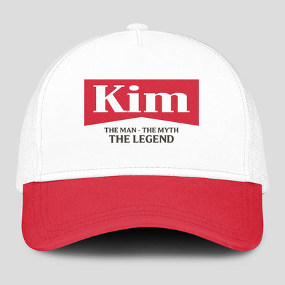 The Man The Myth The Legend Red And White Mesh Cap KIM 13K1 C197PF
