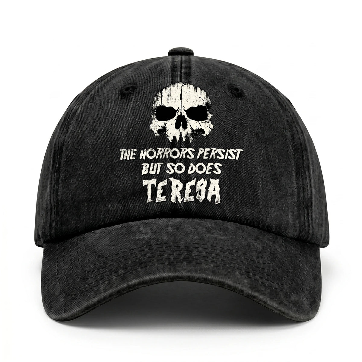 The Horrors Persist But So Does Your Name Cool Skull Washed Cap TERESA 13K1 C134PF
