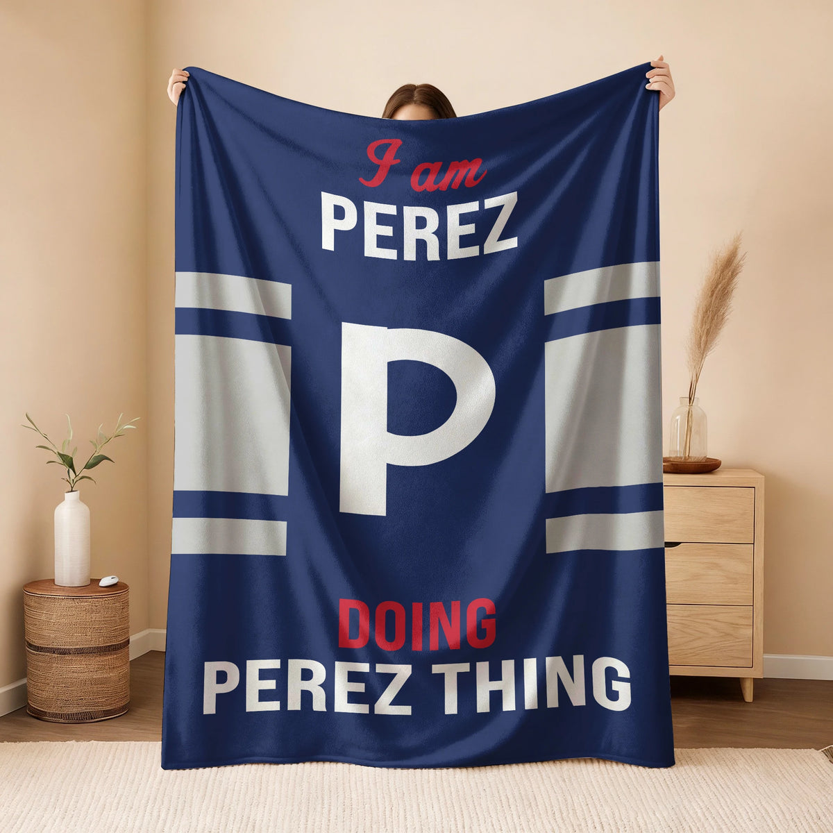 I'm Name Doing Name Things Navy Fleece Blanket PEREZ 13K1 BK51
