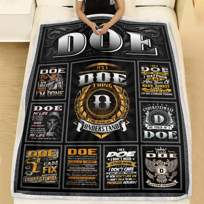 DOE Personalized Blanket | Custom Name Cozy Throw Gift 13K4-BK2
