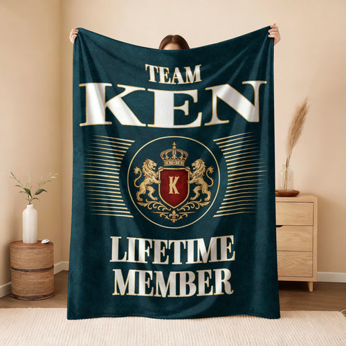 Team Your Name Lifetime Member Sage Green Fleece Blanket KEN 13K1 BK42