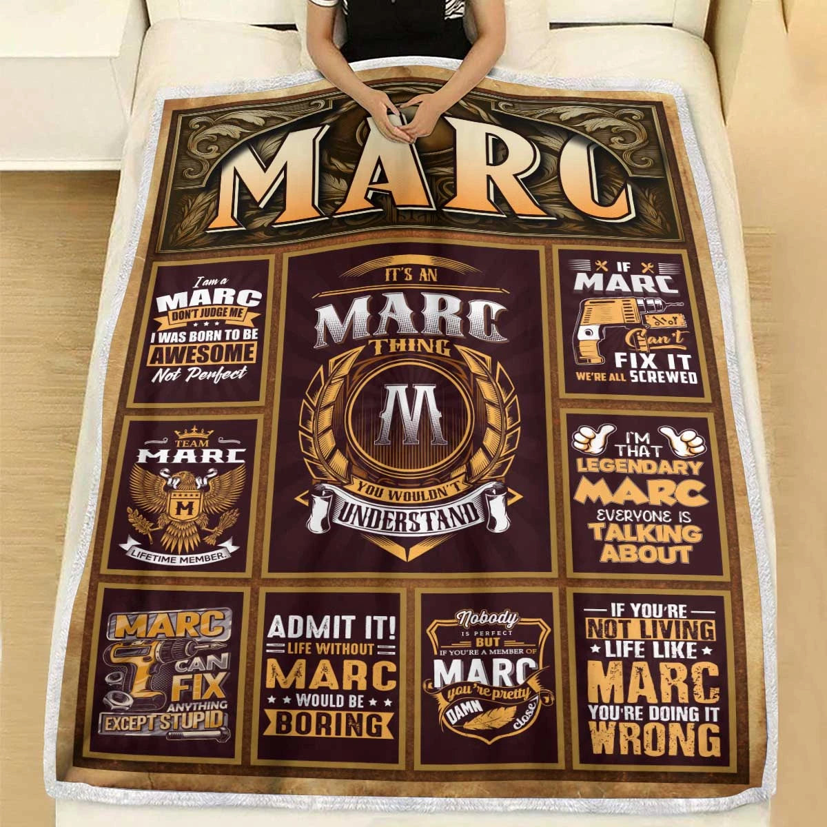 MARC Personalized Blanket | Custom Name Cozy Throw Gift 13K1-BK4