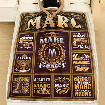 MARC Personalized Blanket | Custom Name Cozy Throw Gift 13K1-BK4