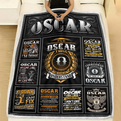 OSCAR Personalized Blanket | Custom Name Cozy Throw Gift 13K1-BK2