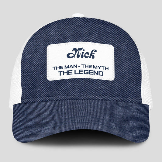 The Man The Myth The Legend Blue Denim Mesh Cap NICK 13K1 C194PF